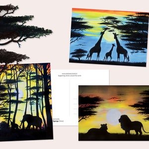 African animals postcard set