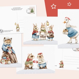 Conjunto de postales navideñas vintage