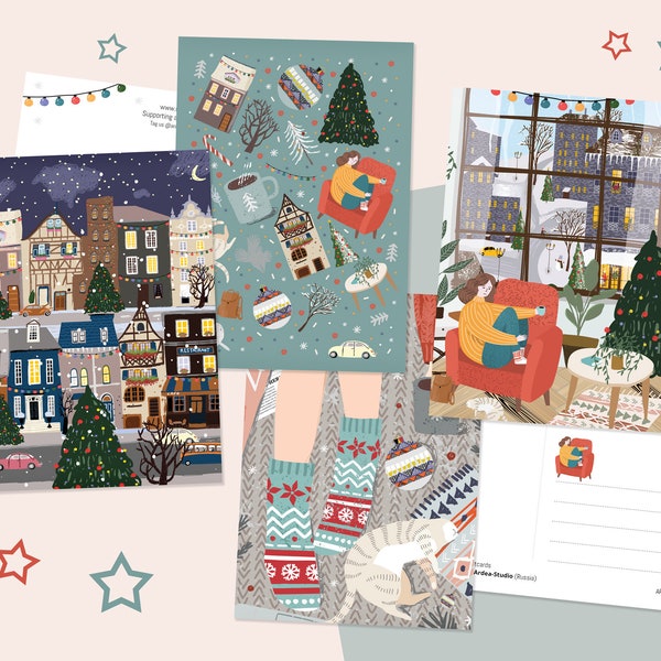 Christmas in the city postcard set