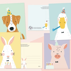 Verjaardag dieren ansichtkaarten set