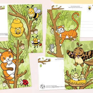 Dieren in het bos ansichtkaarten set