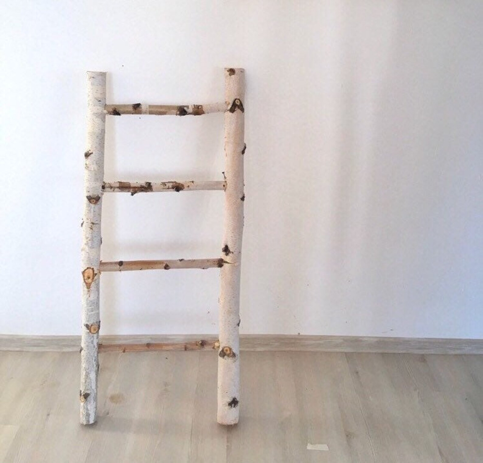 Solid wood ladder natural birch / decorative indoor or outdoor Etsy