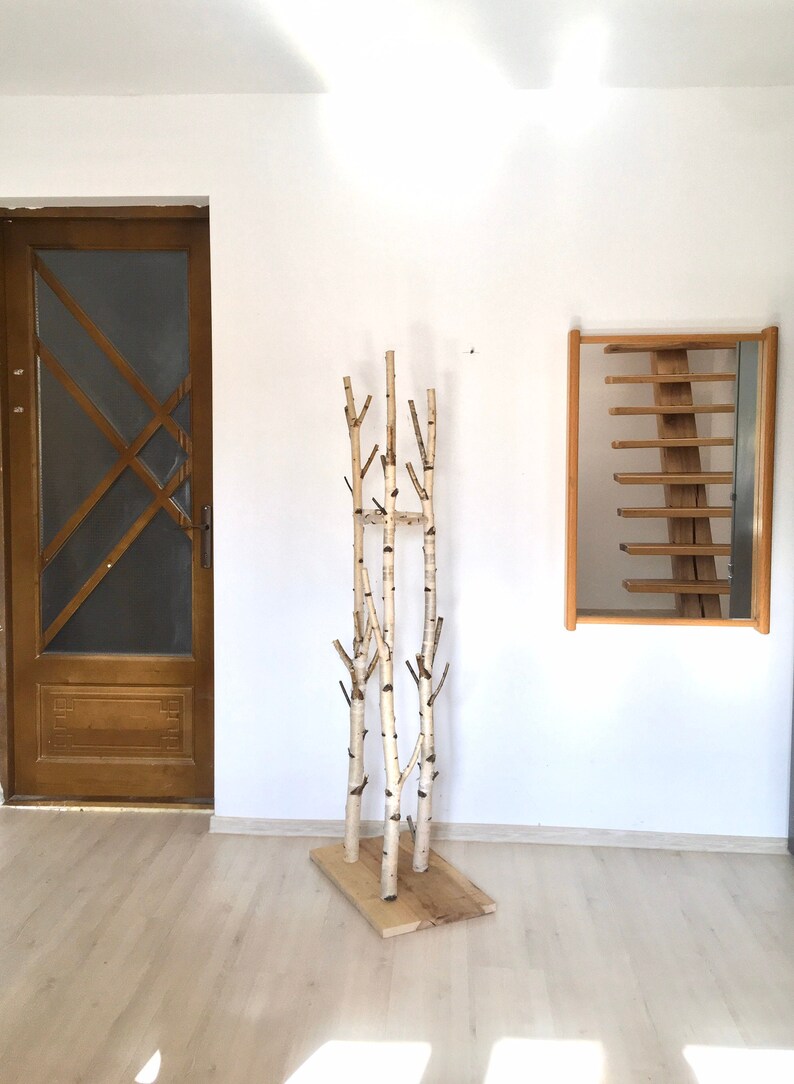 Triple birch coat rack birch log coat rack coat tree wooden Etsy