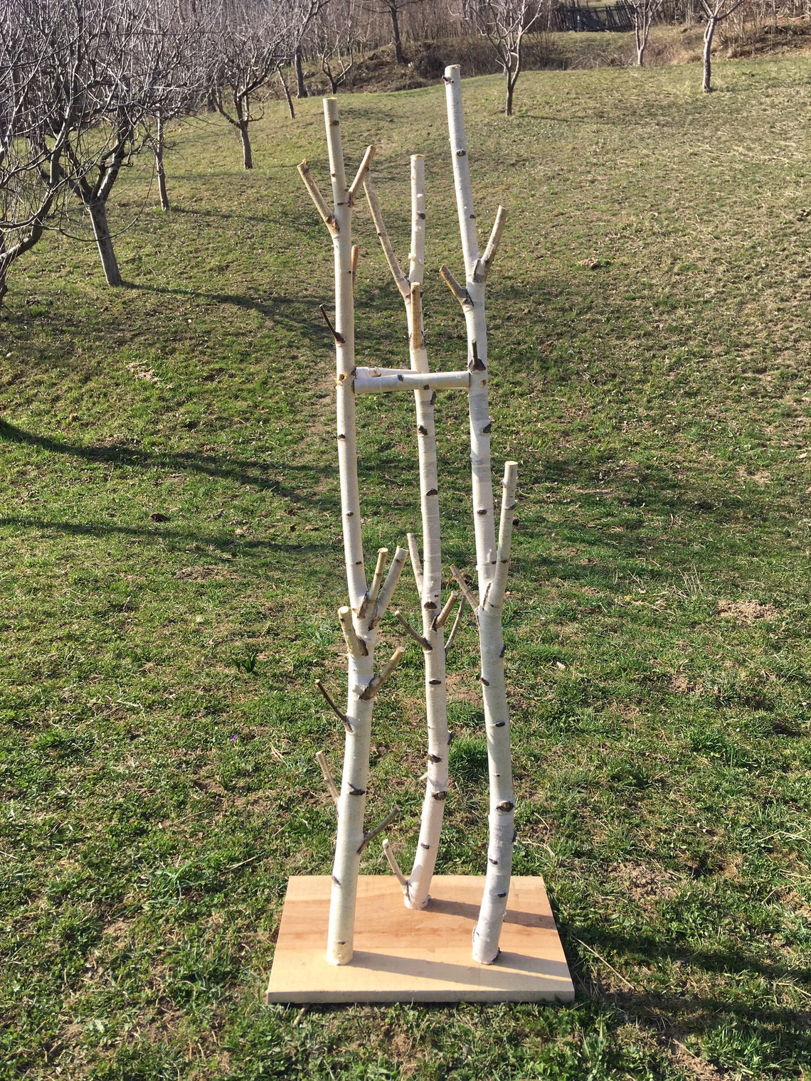 Triple birch coat rack birch log coat rack coat tree wooden Etsy