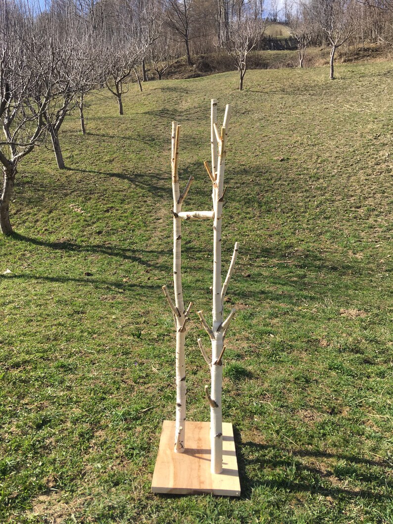 Triple birch coat rack birch log coat rack coat tree wooden Etsy