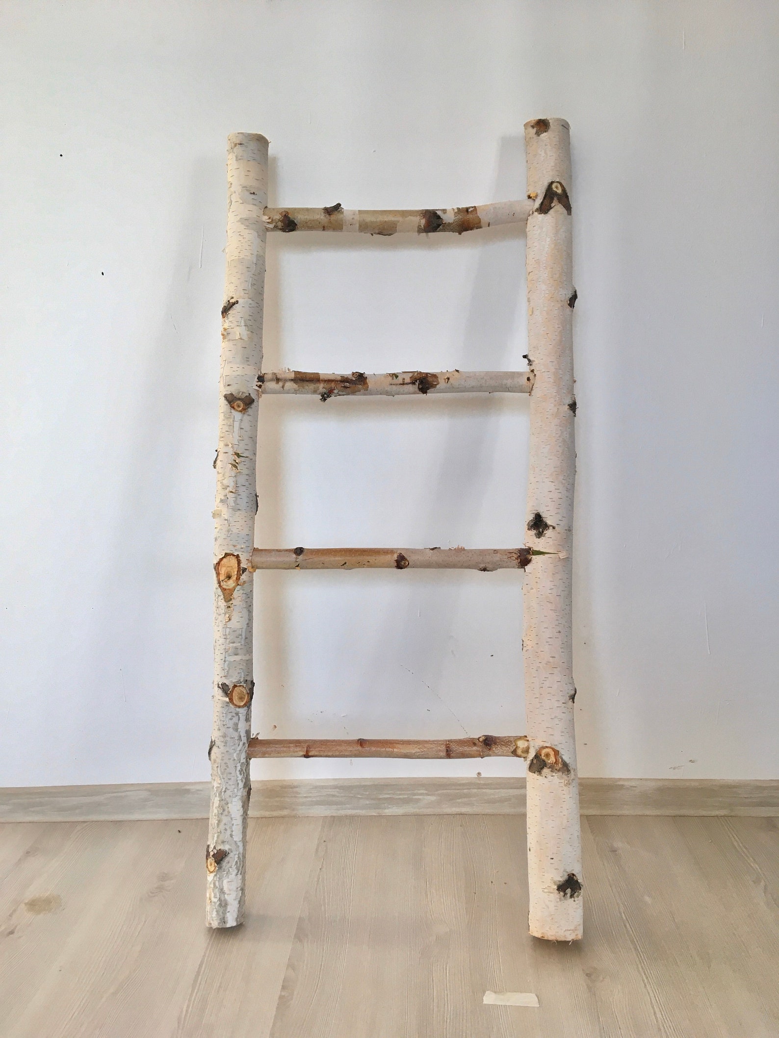 Solid wood ladder natural birch / decorative indoor or outdoor Etsy