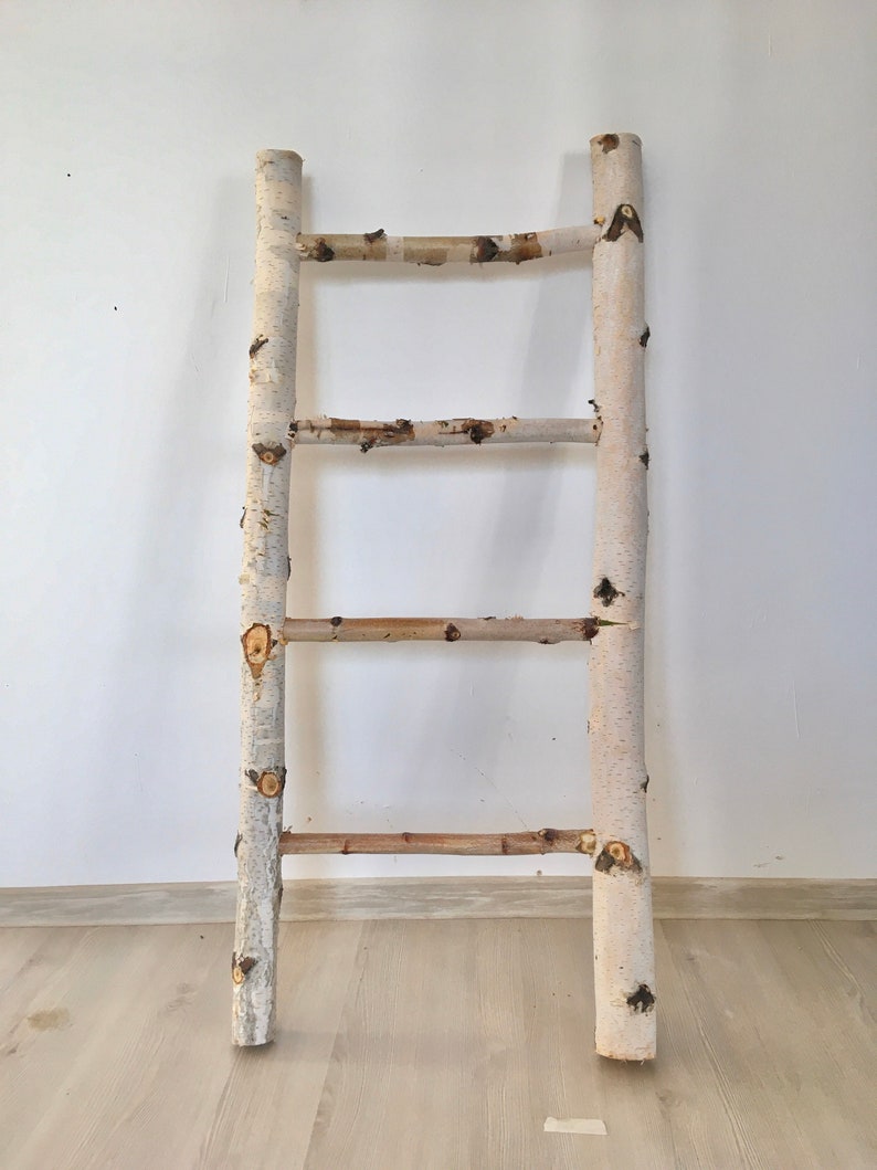 Solid wood ladder natural birch / decorative indoor or