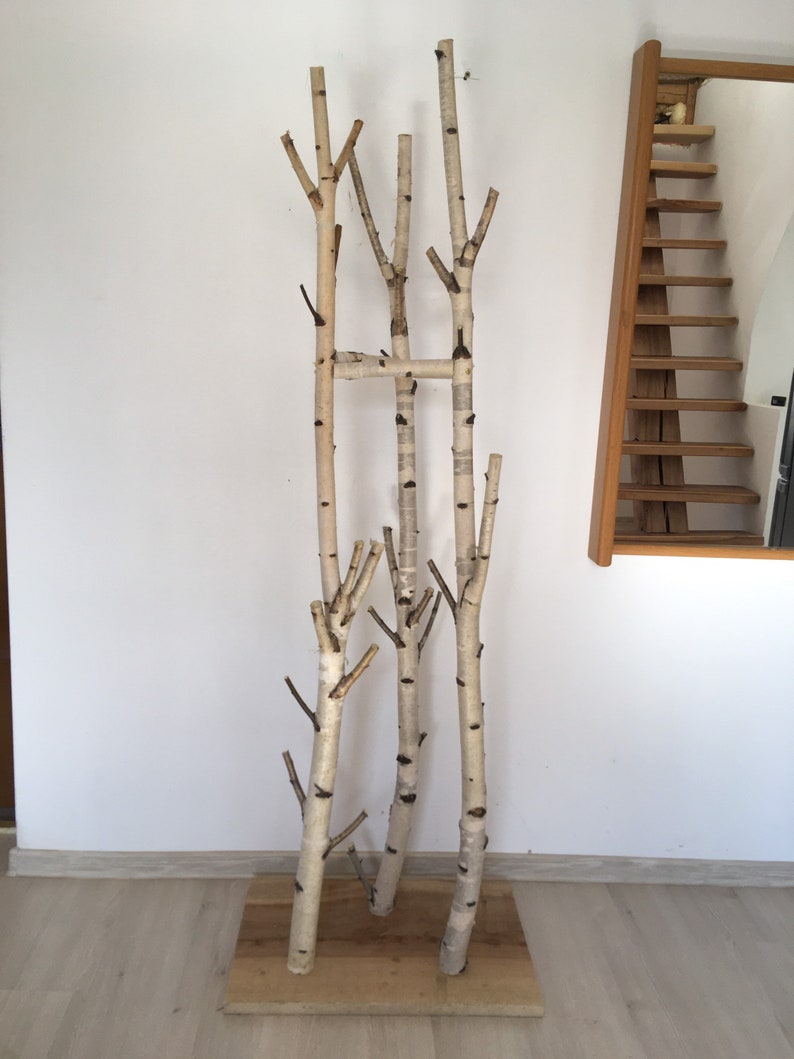 Triple birch coat rack birch log coat rack coat tree wooden Etsy