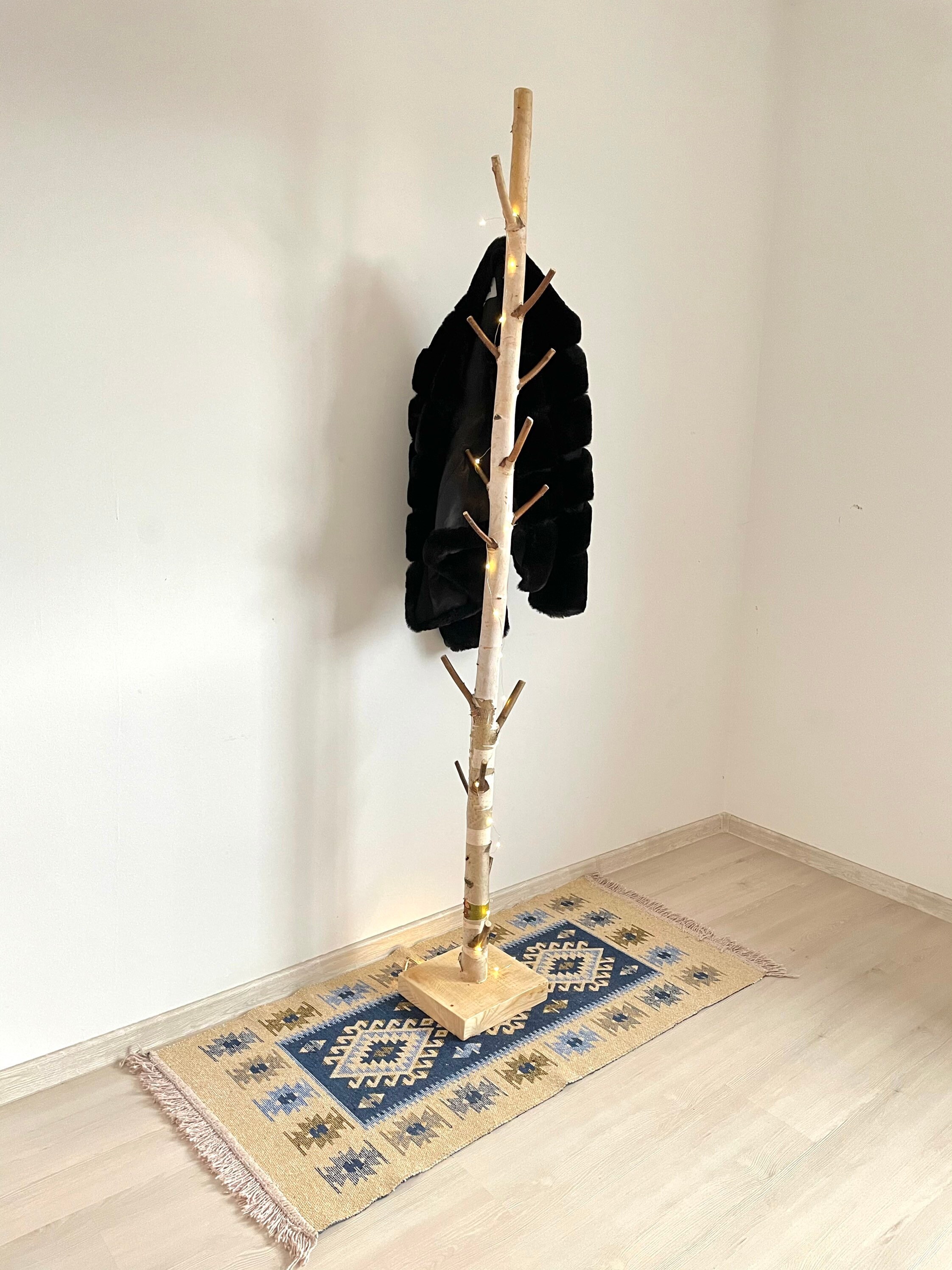 Free standing natural birch wood coat rack high quality Etsy