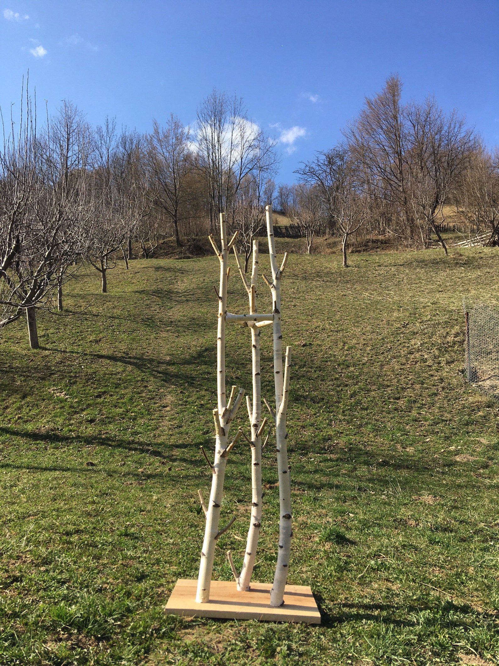 Triple birch coat rack birch log coat rack coat tree wooden Etsy