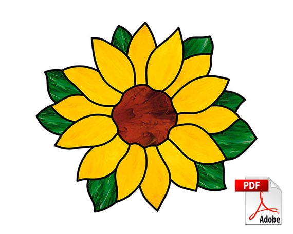 Sunflower Stained Glass Pattern. Flower Suncatcher. PDF - Etsy