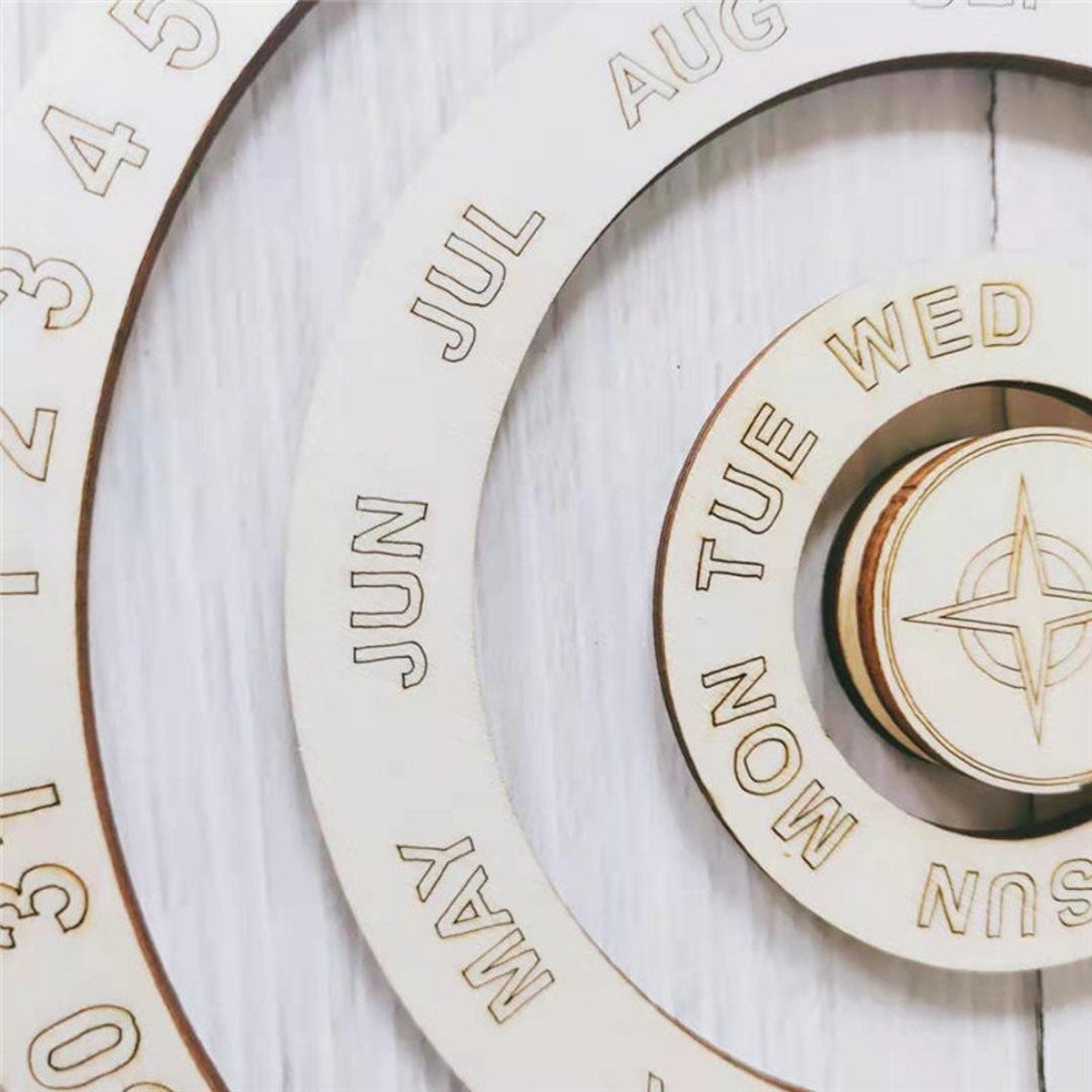 Wooden Wall Calendar Circular Rotating Calendar Wall Etsy