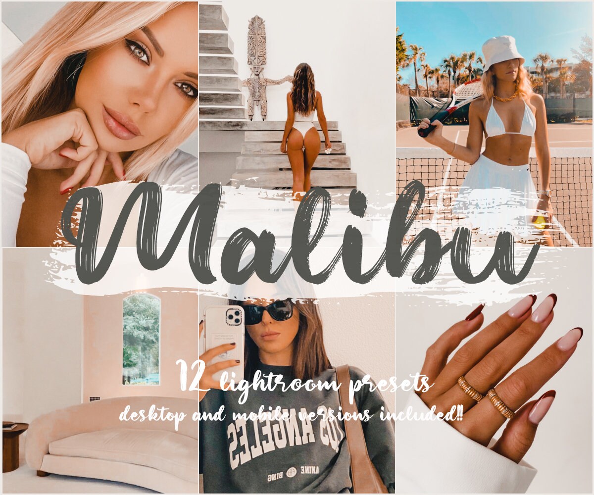 12 Lightroom Presets/ Instagram presets/ Mobile presets/ Blogger presets/ Photo filters/ Summer Preset/ Influencer Presets/ Malibu Preset