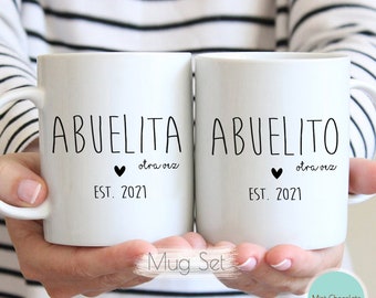 Abuelita, Abuelito otra vez Mug Set - New Grandma Gift, New Grandpa Gift, Grandma and Grandpa Mug Set, New Baby, Abuelita Mug, Abuelito Mug