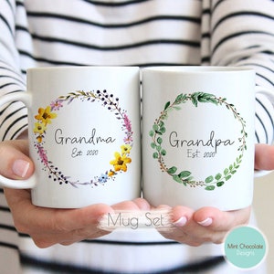 Grandparents to be, Grandpa and Grandma Mug Set- Gifts for Grandma Cof —  Glacelis
