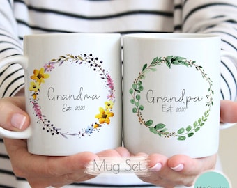 Grandma, Grandpa Mug Set  #2 - New Grandma Gift, New Grandpa Gift, Grandma and Grandpa Mug Set, New Baby Gift, Grandma Mug, Grandpa Mug