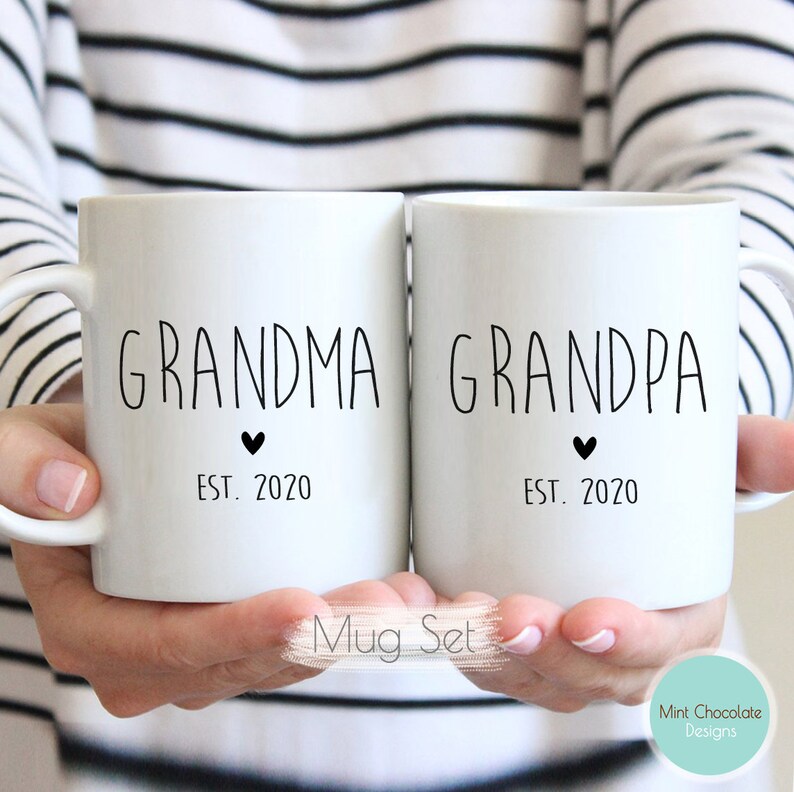 Grandma Grandpa Mug Set 5 Pregnancy Announcement New Etsy