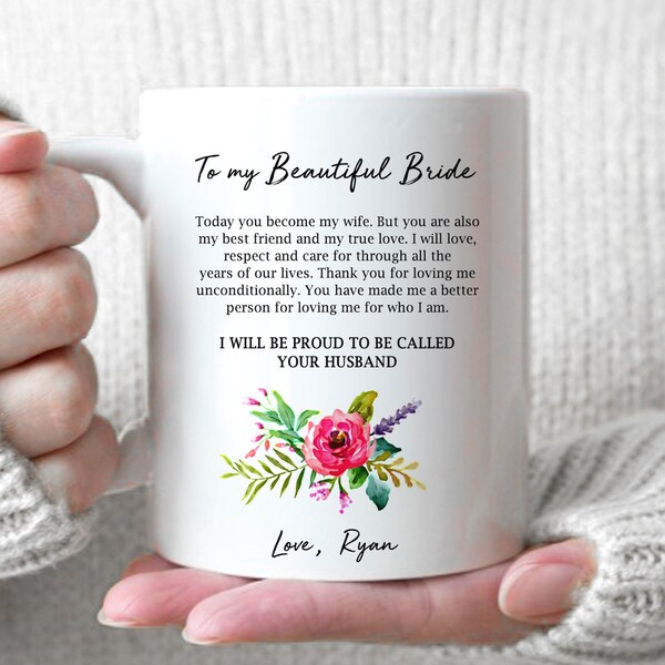 To My Beautiful Bride - Wedding Gift For Bride, Gift For Bride, Gift For Future Wife, Custom Wedding Gift, Custom Wedding Mug, Custom Name