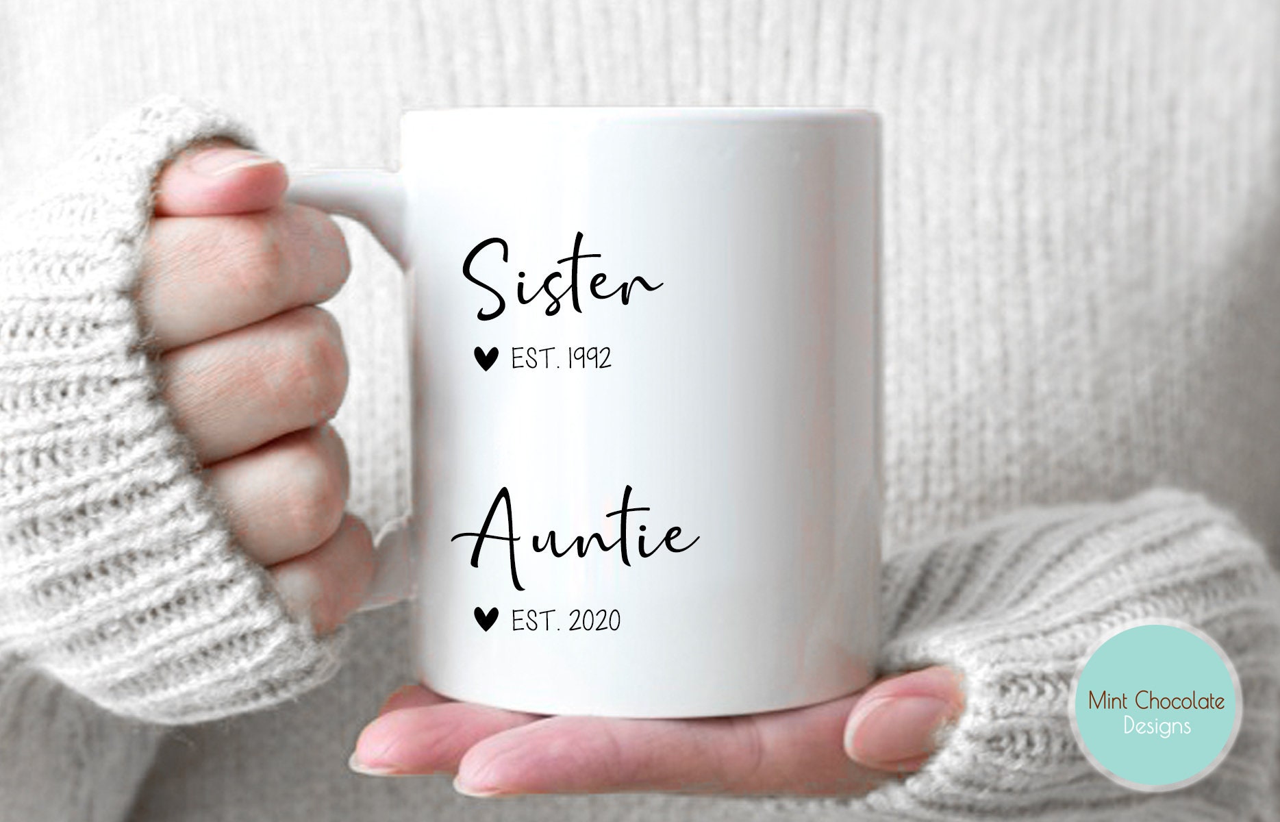 New Baby Announcement Aunt Mug With Custom Name and Estimate Year Promoted to Aunt Gift Pregnancy Announcement,Custom New Aunt Gift