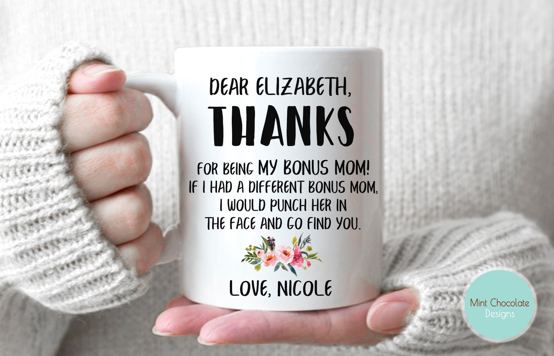 Dear Bonus Mom Personalized Mug, Thank you Step Mom, Mother's Day