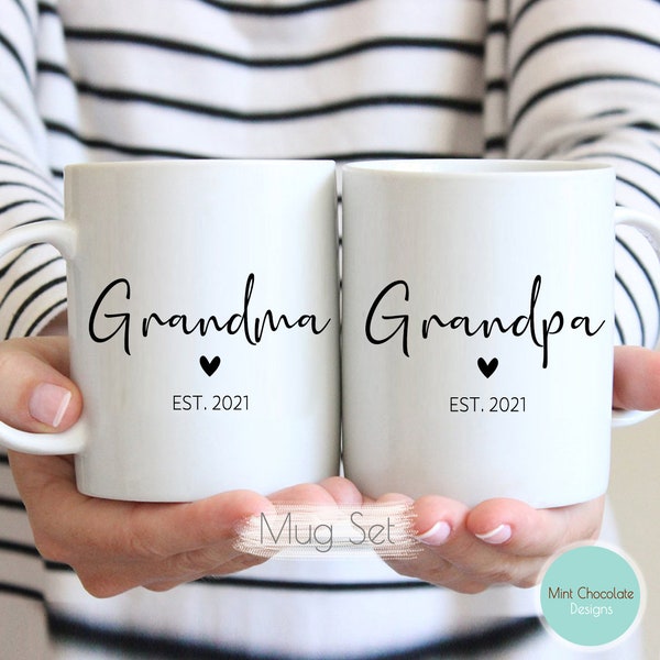 Grandma, Grandpa Mug Set #3 - New Grandma Gift, New Grandpa Gift, Grandma and Grandpa Mug Set, New Baby Gift, New Grandma Mug, Grandpa Mug