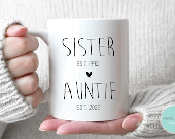 Sister, Auntie #2 - New Baby Announcement, Promoted to Aunt Gift, New Aunt Gift, New Auntie Gift, Custom Aunt Gift, Aunt Mug, Auntie Mug