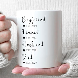 Boyfriend, Fiance, Husband, Dad - First Time Dad Gift, Husband to Daddy, Custom New Daddy Gift, First Father's Day Gift, First Time Dad Mug