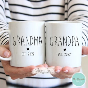 Grandma, Grandpa Mug Set #5 - New Grandma Gift, New Grandpa Gift, Grandma and Grandpa Mug Set, New Baby Announcement, Grandma Mug