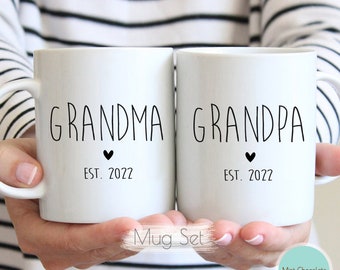 Grandma, Grandpa Mug Set #5 - New Grandma Gift, New Grandpa Gift, Grandma and Grandpa Mug Set, New Baby Announcement, Grandma Mug