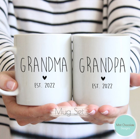 Grandma Grandpa Mug Set 5 Pregnancy Announcement New Etsy