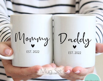 Mommy, Daddy Mug Set - First Time Mommy Gift, First Time Daddy Gift, New Daddy Gift, New Mom Mug, Baby Reveal Mug, New Mom Gift, New Dad Mug