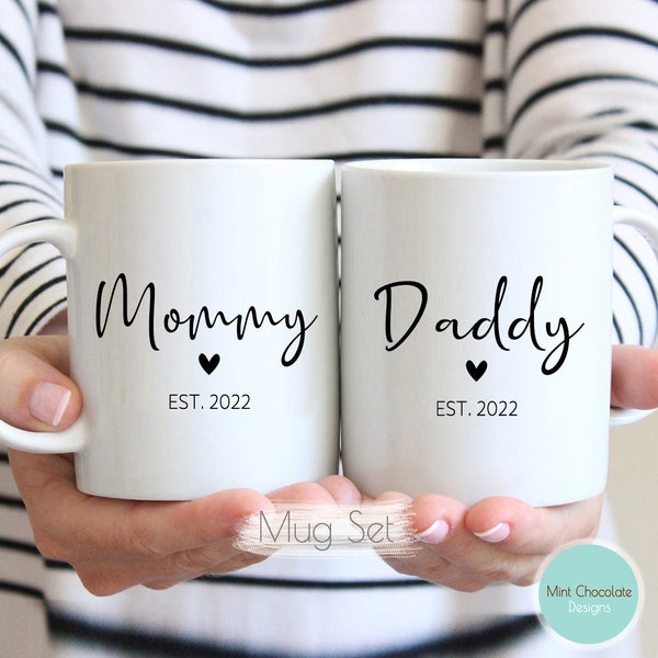 Mommy, Daddy Mug Set - First Time Mommy Gift, First Time Daddy Gift, New Daddy Gift, New Mom Mug, Baby Reveal Mug, New Mom Gift, New Dad Mug