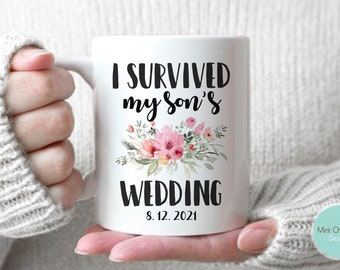 I Survived My Son's Wedding - Personalized Mother Of The Groom Gift From Bride, Mother In Law Gift from Bride, Wedding Gift For Parents