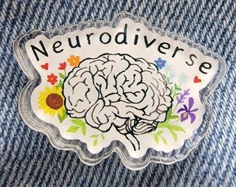 Neurodiverse Pin | Neurodiverse Queer Pin | Neurodiverse Art | Neurodiverse and Proud | Floral Art | Floral Sticker | Pride