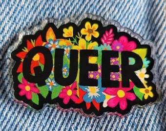 Queer Floral Negative Space Pin | Queer Pin | Queer Art | LGBTQ | Nature Queer | Floral Pin | Pride | Garden Gay | Botanical Bi | Flowers
