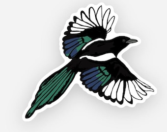 Magpie Flying Die Cut Vinyl | 3 inches