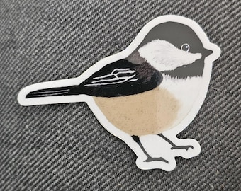 Black Capped Chickadee Vinyl Sticker | Hand designed
