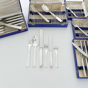 Silver-plated Art Deco cutlery - 71-piece/12-person - Sté France Orfèvrerie - 1950s
