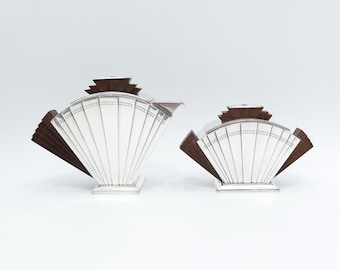 Teiera e zuccheriera Art Déco - Argento placcato e palissandro indiano - Motivo a ventaglio - Orfevrerie Boulenger, circa 1925