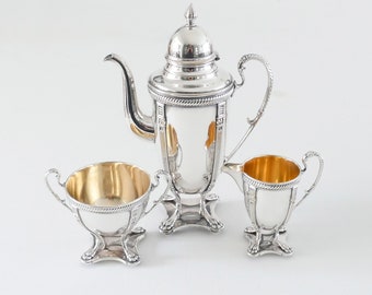 Service à café Art Nouveau en métal argenté - 3 pièces - Allemagne ou Autriche, 1900-1910