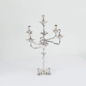 Large Silver Plated Candelabrum - 5 Lights - Romantic Candelabrum - Valenti, Spain - c. 1960