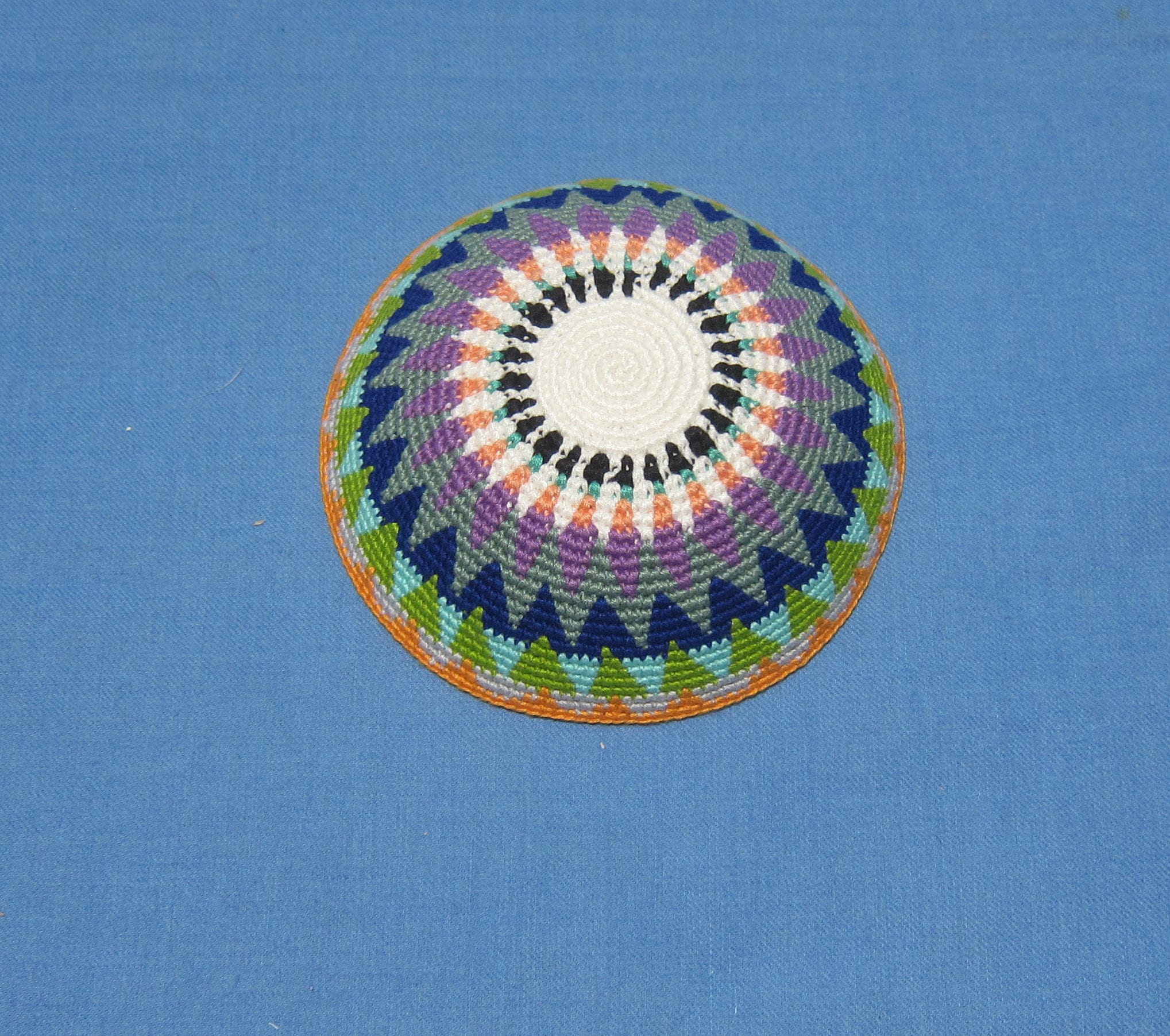 16 Crochet Kippah Patterns for Everyday Wear, Gifts, and Judaica-Inspired Style 2 Mayan Guatemala Zigzag Crocheted Kippah 6" Fair Trade