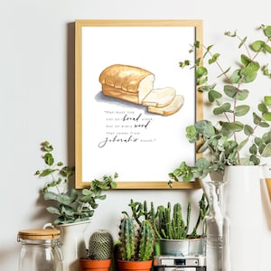 Inspirerende kunst aan de muur bijbelvers digitale download Matteüs 4:4 Live niet op brood alleen, eetkamerinrichting, woondecoratie, keukenbord