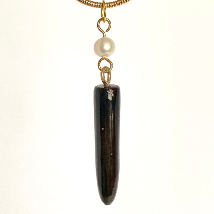 Pearl & Florida Black Coral Pendant Necklace 14K Gold Plated Etsy