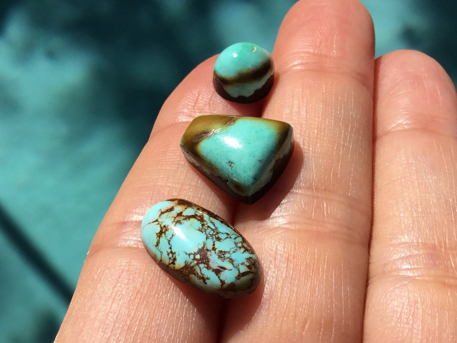 Natural Turquoise With Brown Matrix Set of 3 Cabochon - Etsy