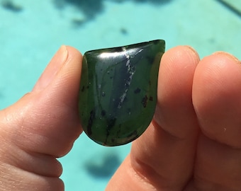 Dark Green Williamsite Translucent Freeform 25x20x5.8mm Cabochon Gemstone for Jewelry Designers - Ring, Pendant, Necklace, Bracelet or Bolo