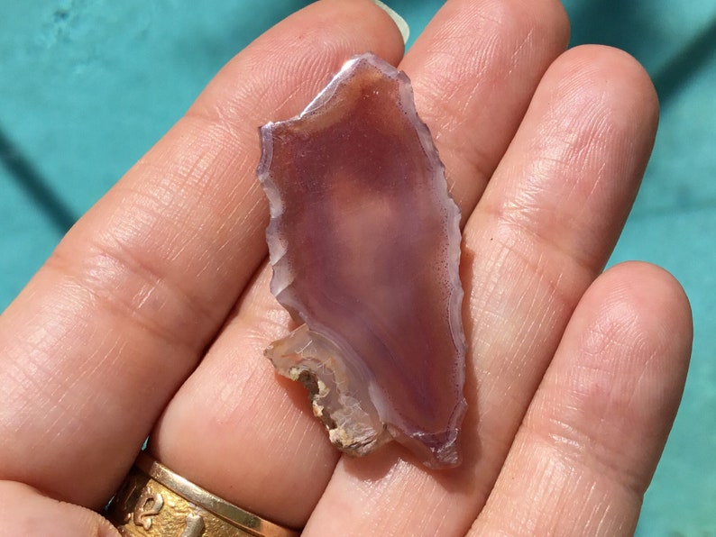 Pendant Mexican Laguna Agate Freeform Slice 38x17 mm Cabochon Gemstone for Jewelry Designers Ring Necklace or Bracelet