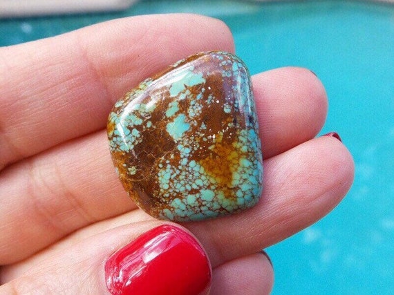 Blue Green Turquoise with Brown Spider Matrix Cabochon Gemstone for  Jewelry Pendant, Necklace, Bracelet, Ring