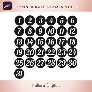 Procreate Planner Date Stamps