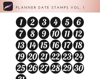 Procreate Planner Date Stamps